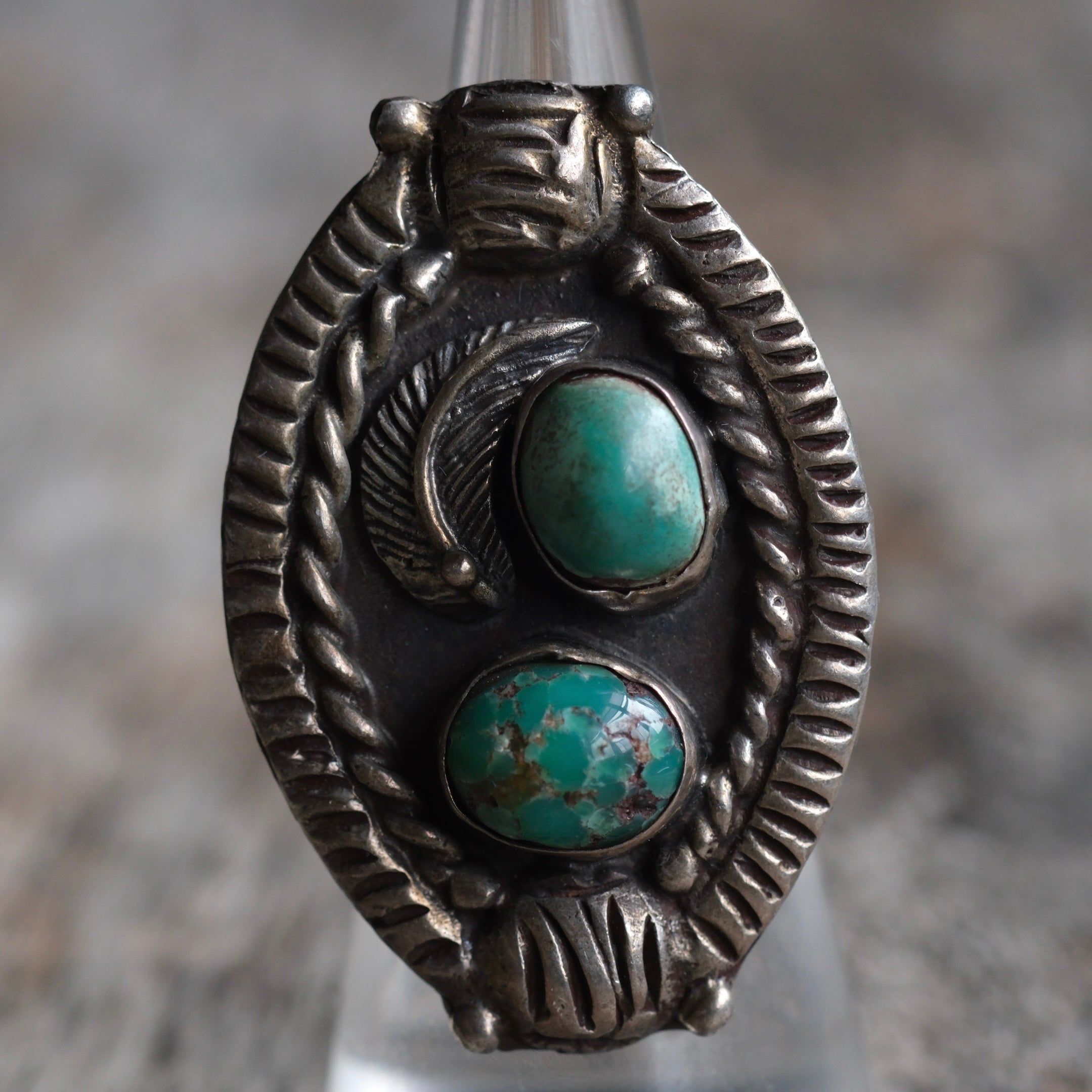 Vintage Sterling 2-Stone Turquoise Ring 6