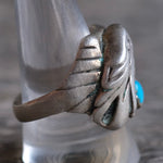 Vintage Sterling Turquoise Eagle Ring 11.5