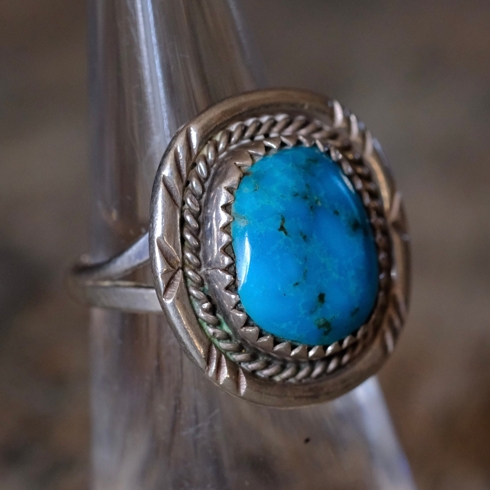 Vintage Sterling Turquoise Ring 5.75