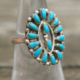 Vintage Sterling Turquoise Cluster Ring 6.5
