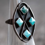 Vintage Sterling Turquoise 4-Stone Ring 3.25