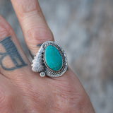 Vintage Sterling Turquoise Feather Ring 6