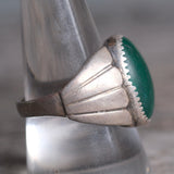 Vintage Sterling Malachite Ribbed Band Ring 9.75