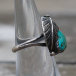 Vintage Sterling Turquoise Feaster Ring 5.75