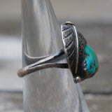 Vintage Sterling Turquoise Feaster Ring 5.75