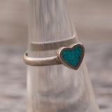 Vintage Sterling Turquoise Heart Ring 5.5