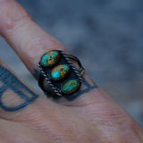 Vintage Sterling 3-Stone Turquoise Ring 6