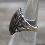Vintage Sterling Petrified Wood Ring 4.5