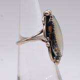 Vintage Sterling Mother Of Pearl Feather Ring 5.25