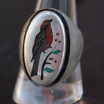 Vintage Sterling Inlaid Stone Bird Ring 10