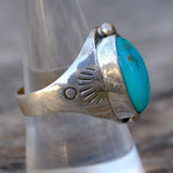 Vintage Sterling Turquoise Feather Ring 9