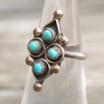 Vintage Sterling Turquoise Cluster Ring 5