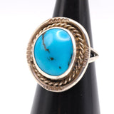 Vintage Sterling Turquoise Roper Ring 7.5