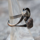 Vintage Sterling Turquoise and MOP Feather Ring 6.25