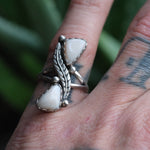 Vintage Sterling Mother Of Pearl Feather Ring 6.75