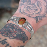 Vintage Sterling Agate Stamped Cuff