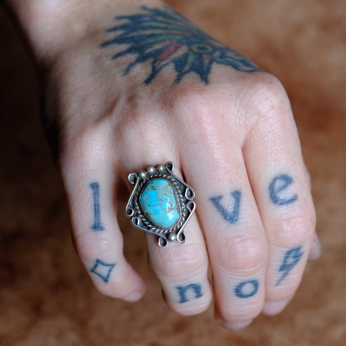 Vintage Sterling Turquoise Ring 5.5