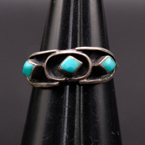 Vintage Sterling Turquoise Band 5.5