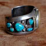 Vintage Sterling Turquoise Watch Cuff Bracelet