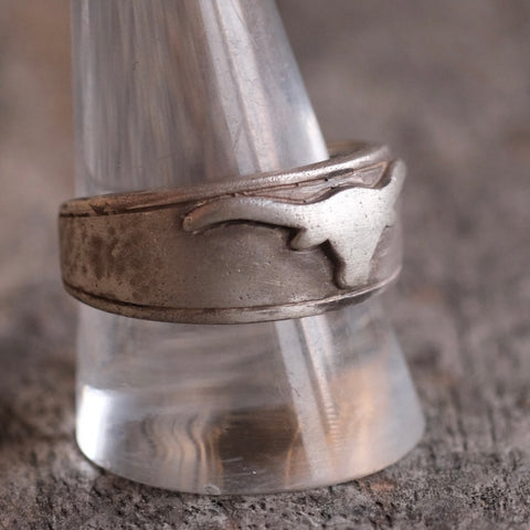 Vintage Sterling Silver Longhorn Band Ring 11.75