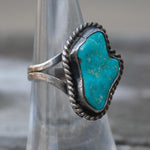 Vintage Sterling Turquoise Roper Ring 6
