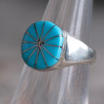 Vintage Sterling Turquoise Inlay Pinwheel Ring 5.5