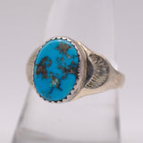 Vintage Sterling Turquoise Stamped Band Ring 9.25