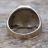 Vintage Sterling Mother Of Pearl and Spiny Oyster Inlay Floral Ring 9.5
