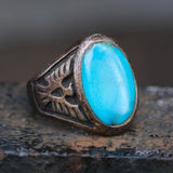 Vintage Sterling Turquoise Thunderbird Ring 8.25