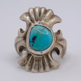 Vintage Sterling Silver Sandcast Turquoise Ring 8