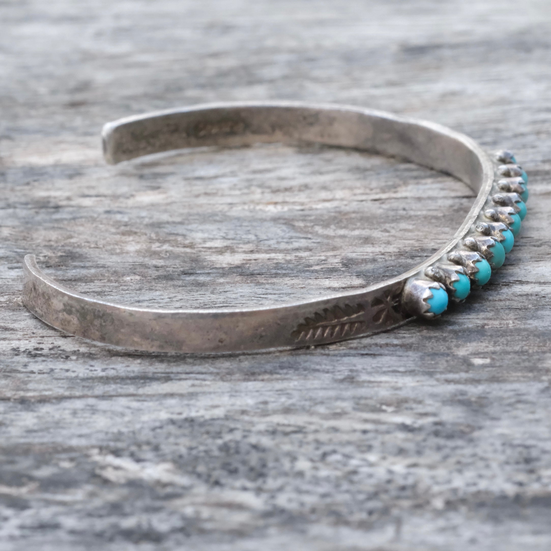 Vintage Sterling Snake Eye Turquoise Cuff Bracelet