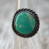 Vintage Sterling Turquoise Roper Ring 4.75