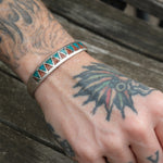 Vintage Sterling Turquoise and Coral Inlay Cuff