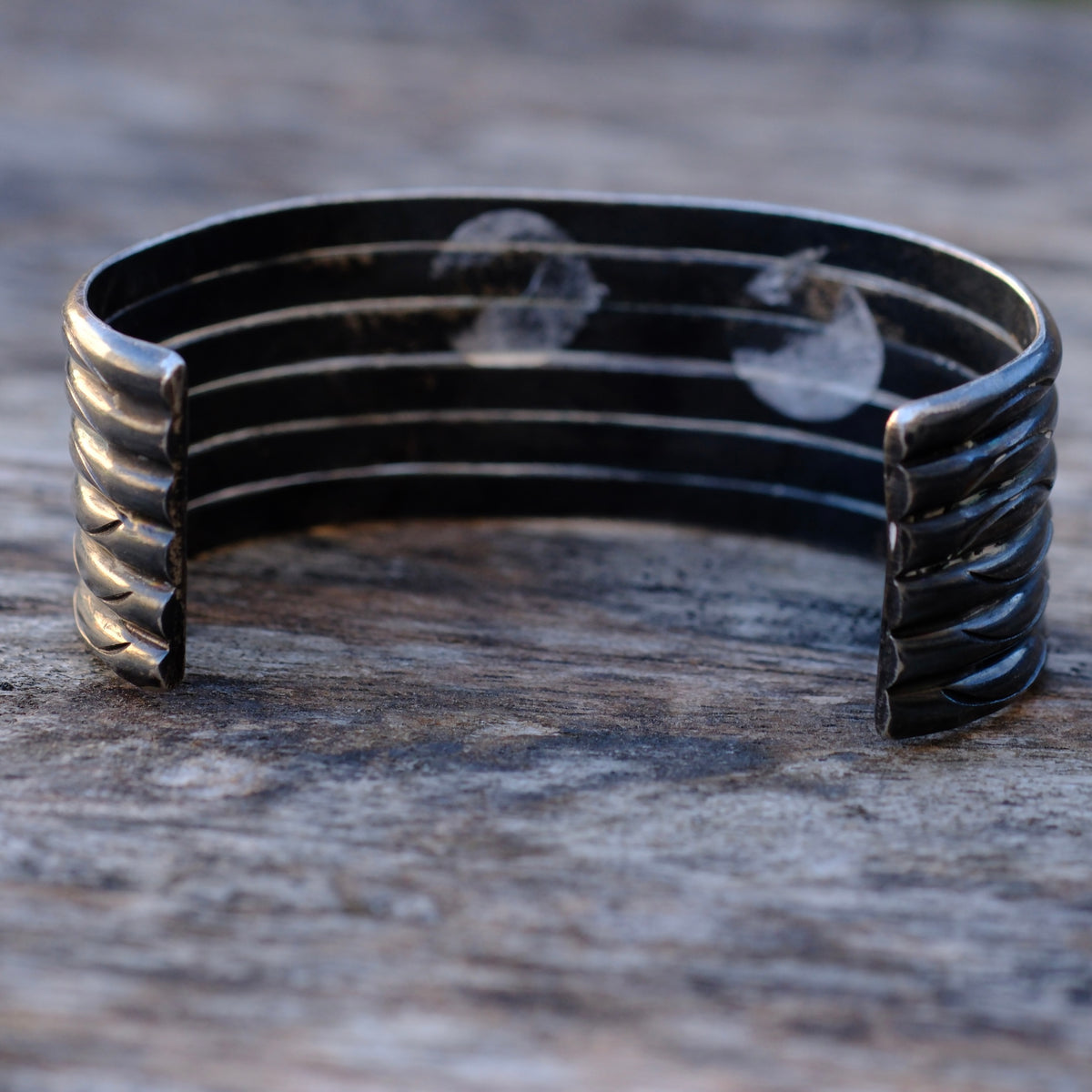 Vintage Sterling Silver Stamped Row Cuff Bracelet