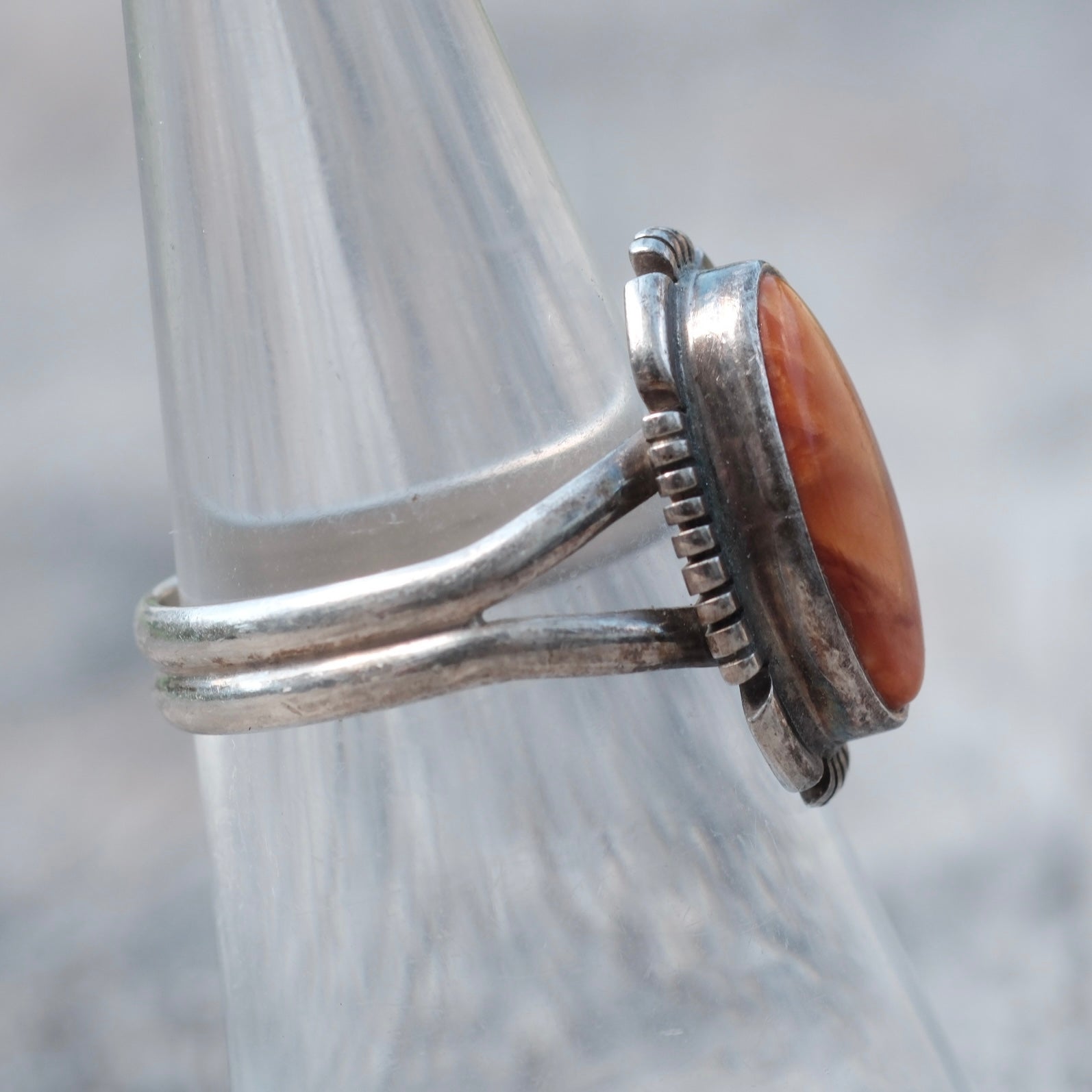 Vintage Sterling Spiny Oyster Ring 7