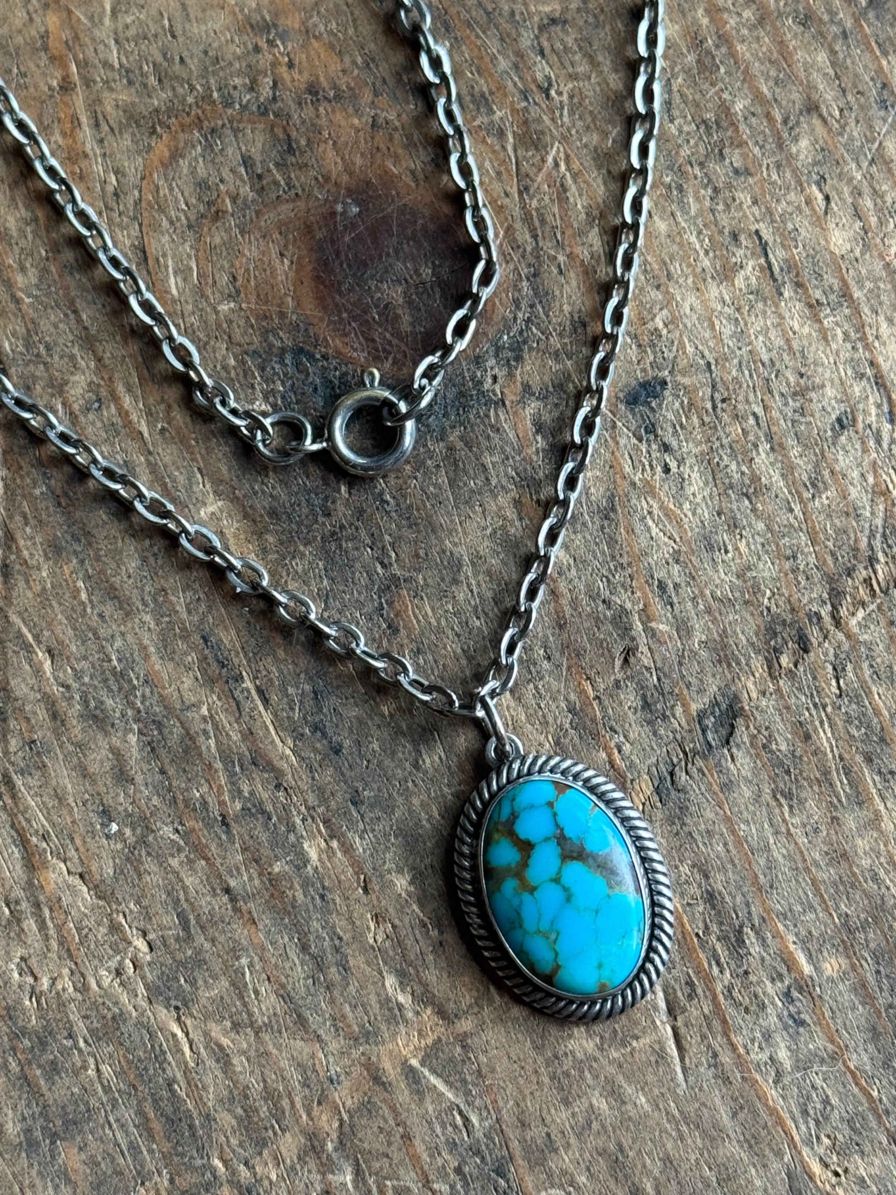 Vintage Sterling Silver Turquoise Necklace