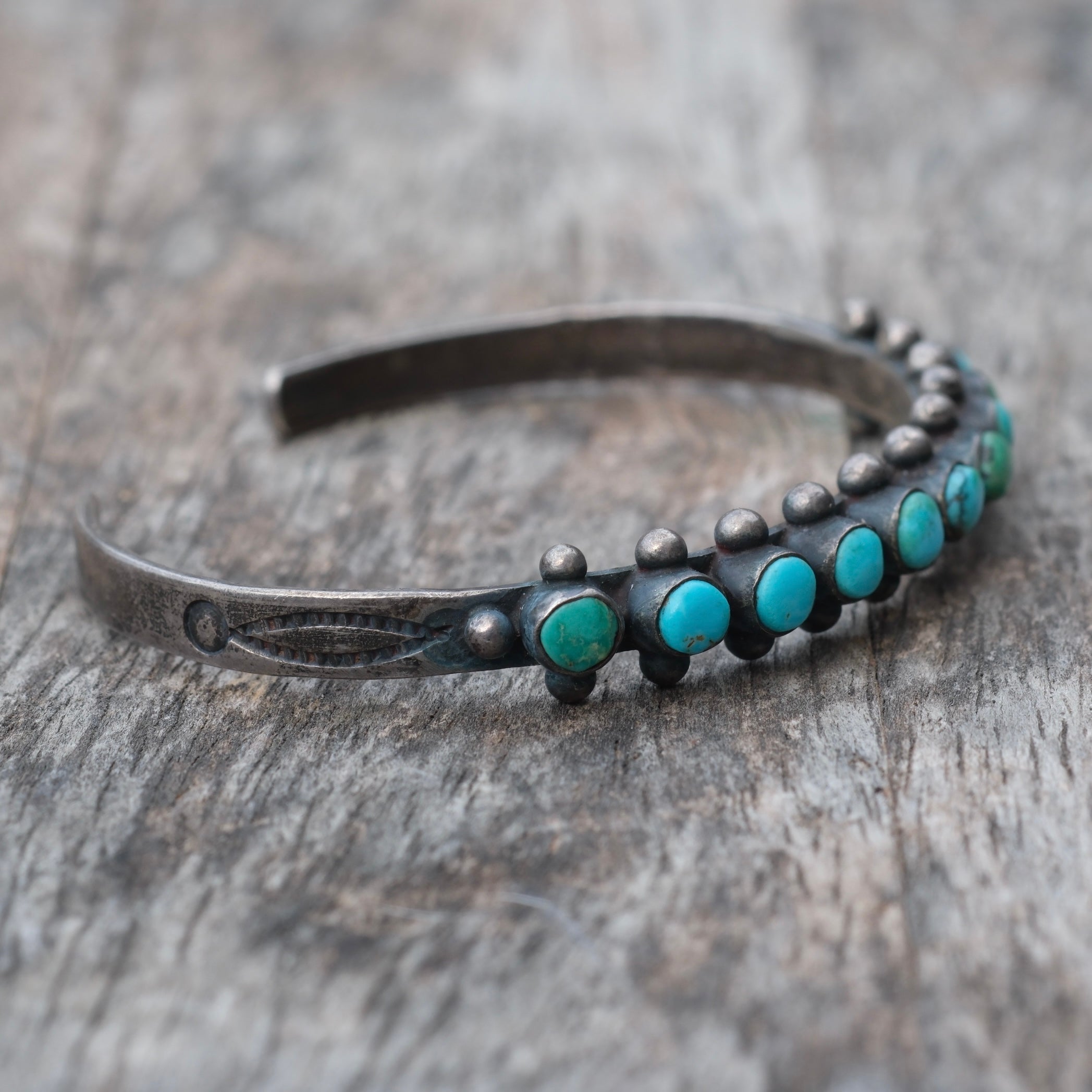 Vintage Sterling Snake Eye Turquoise Cuff Bracelet