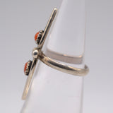 Vintage Sterling 2-Stone Coral Ring 4.5