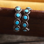 Vintage Sterling Turquoise Hoop Earrings