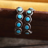 Vintage Sterling Turquoise Hoop Earrings