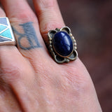 Vintage Sterling Lapis Ring 7.5