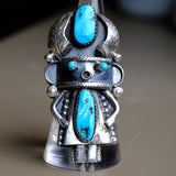 HUGE Vintage Sterling Turquoise Kachina Ring 7.75