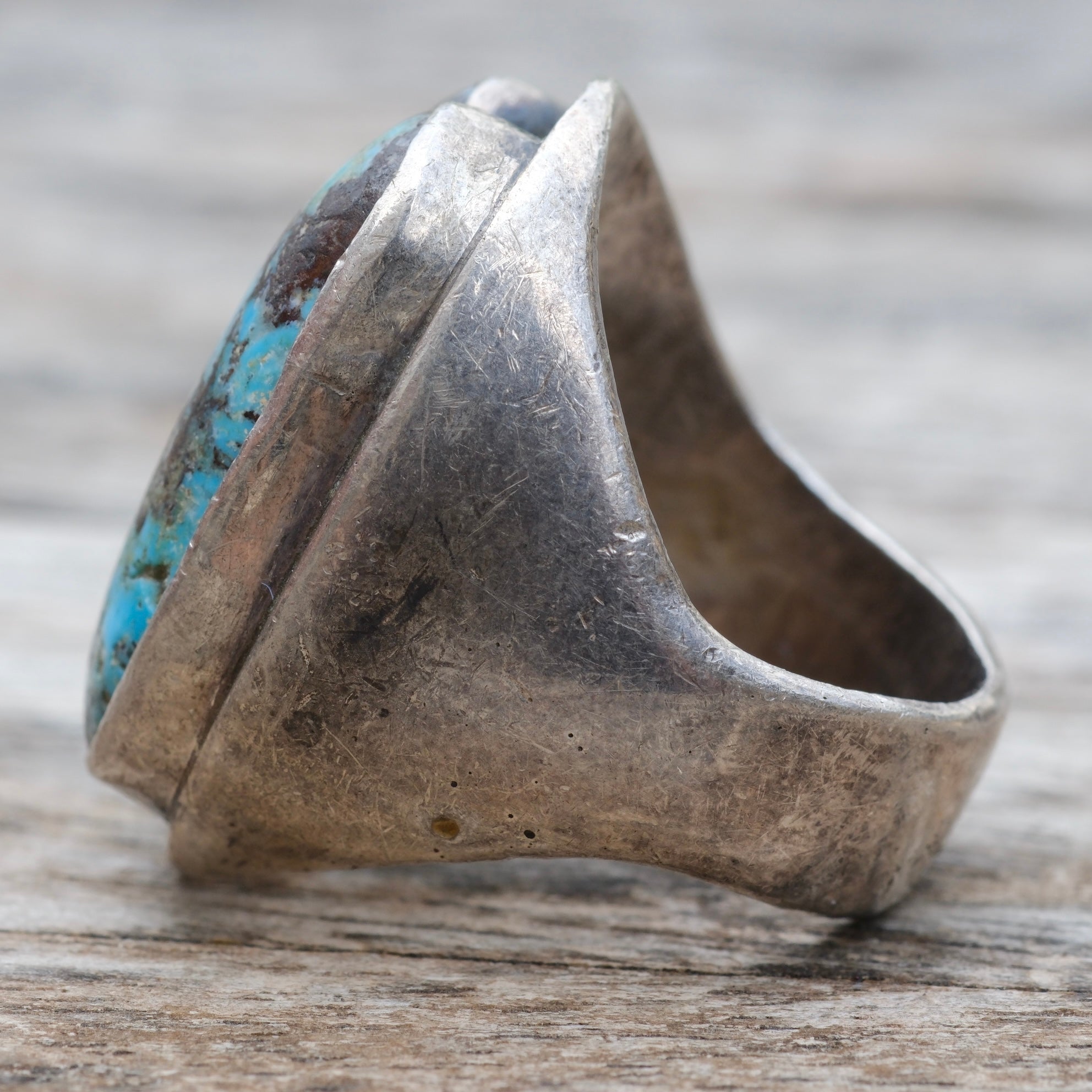 Older Vintage Sterling 4-Stone Turquoise Ring 12