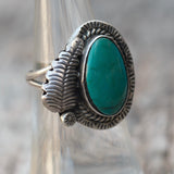 Vintage Sterling Turquoise Feather Ring 6