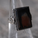 Vintage Sterling Petrified Wood Arrows Ring 7