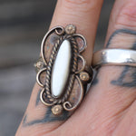 Vintage Sterling Mother Of Pearl Ring 6.5