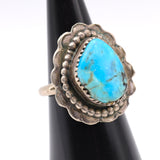 Vintage Sterling Turquoise Roper Ring 7