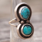 Vintage Sterling 2-Stone Turquoise Ring 5.5