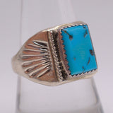 Vintage Sterling Turquoise Stamped Band Ring 9.5