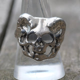 Vintage White Bronze Biker Ring 9.75